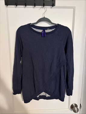 Navy Cross-Front Knit Nursing Sweater